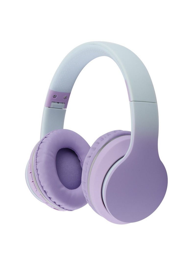 Gradient Color Foldable Earmuffs Head-mounted Wireless Bluetooth Headset with Microphone High-value E-sports Game Mobile Phone Universal (Purple)