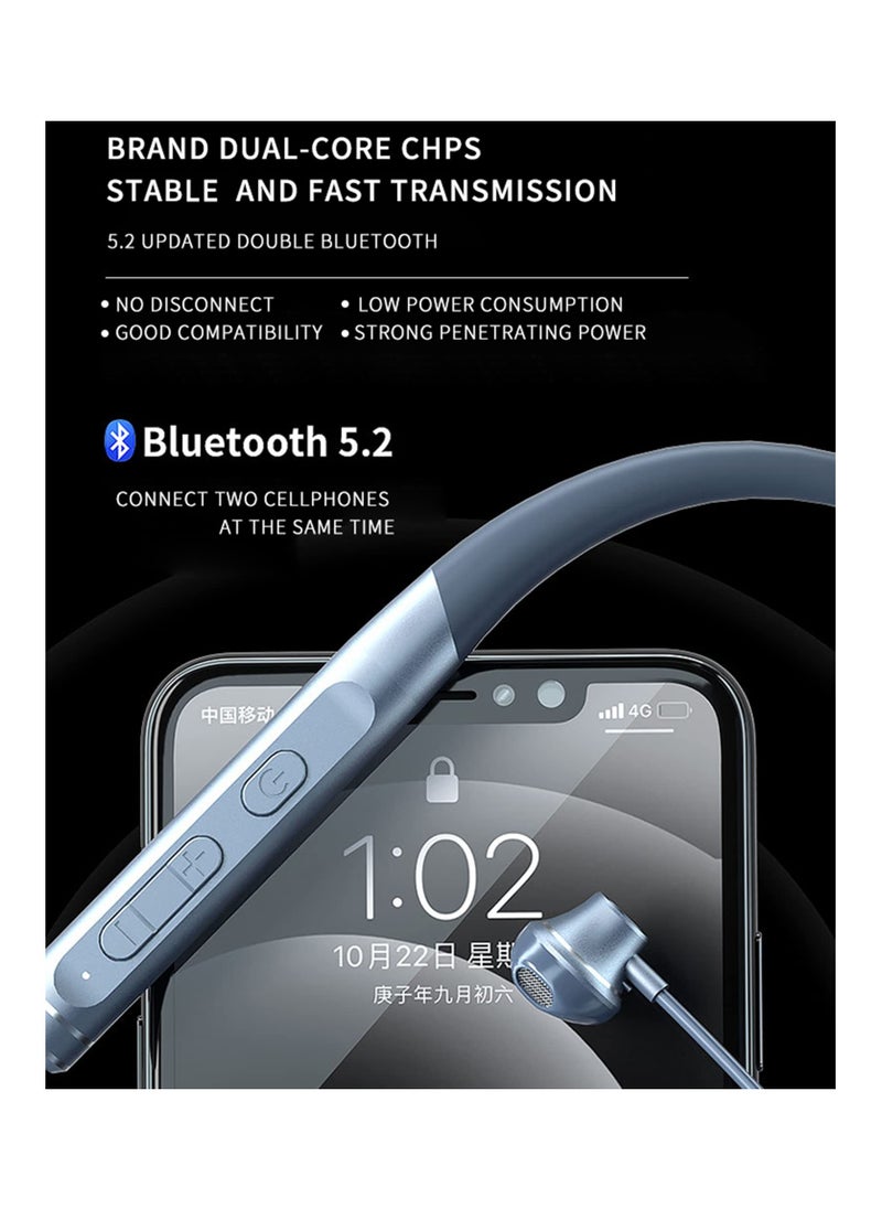 Waterproof Bluetooth Neckband Headphones with Noise Cancelling Microphone 120H Playtime Ideal for Running and Cycling