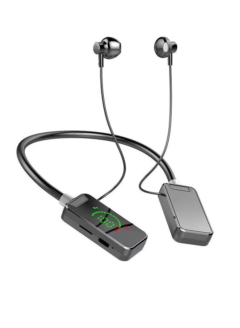 Wireless Neckband Bluetooth Headphones, Waterproof Sound Card Live Broadcasting Earphones, Comfortable And Portable HIFI Sound Earbuds With LED Display, (1pc, Black)