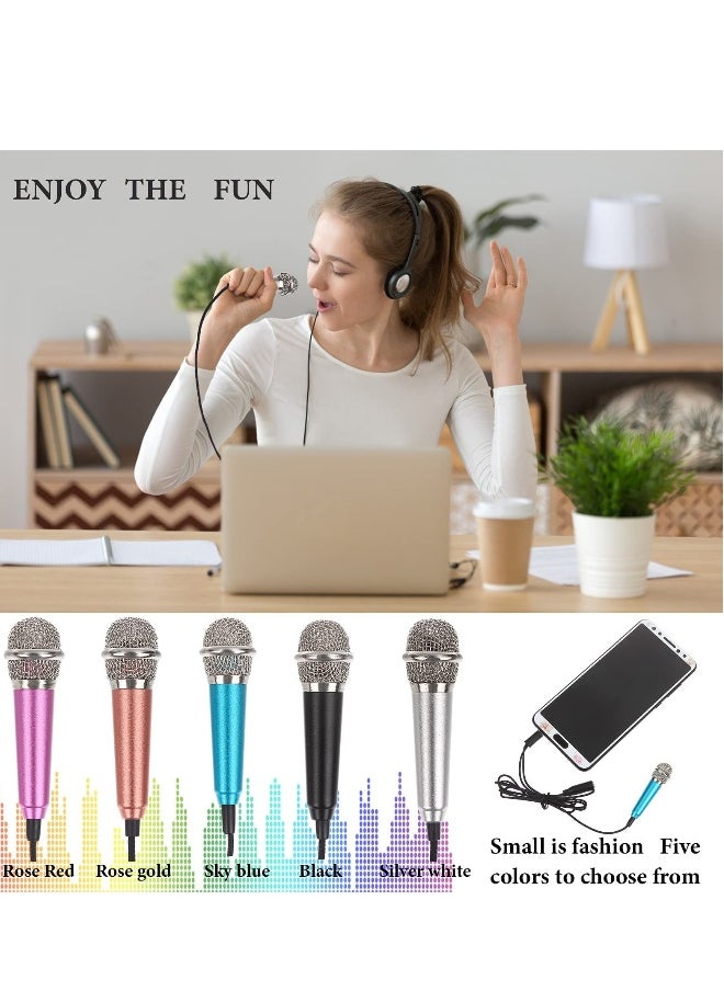 Mini Microphone Karaoke Tiny Singing Mic Equipment for Voice Recording Interviews Speeches 3.5mm Audio Connector Suitable for Laptop Cellphone Phone 5PCS