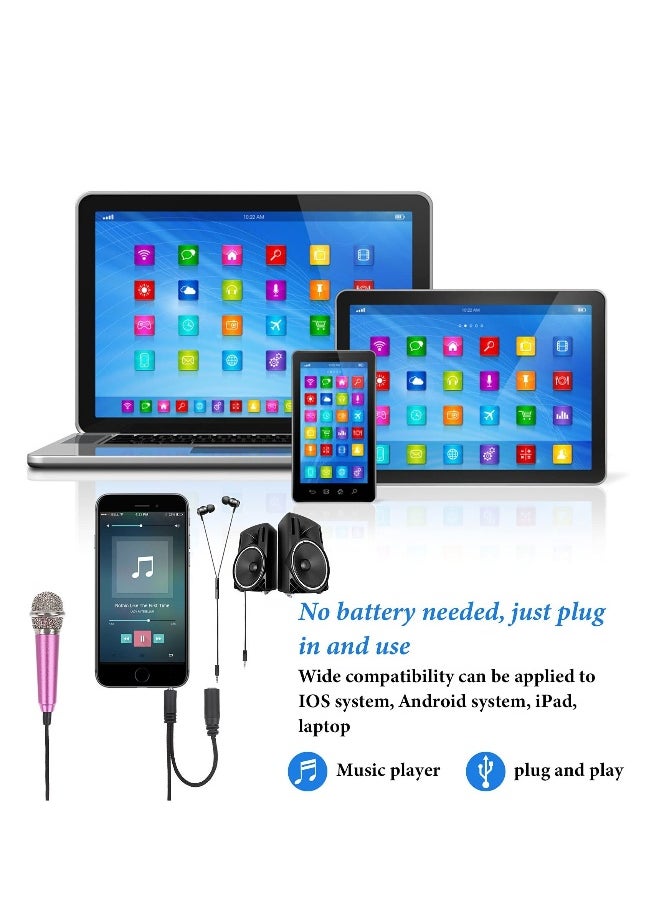 Mini Microphone Karaoke Tiny Singing Mic Equipment for Voice Recording Interviews Speeches 3.5mm Audio Connector Suitable for Laptop Cellphone Phone 5PCS