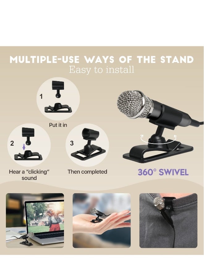 Mini Microphone Karaoke Tiny Singing Mic Equipment for Voice Recording Interviews Speeches 3.5mm Audio Connector Suitable for Laptop Cellphone Phone 5PCS