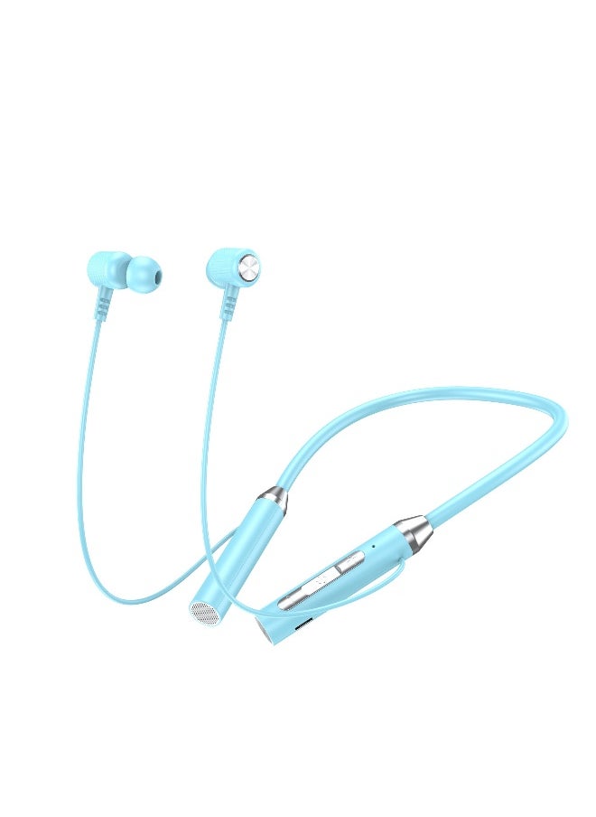 New neck mounted Bluetooth wireless headset neck mounted two-ear sports headset blue