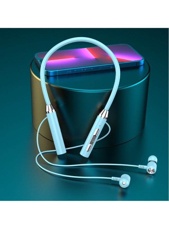 New neck mounted Bluetooth wireless headset neck mounted two-ear sports headset blue