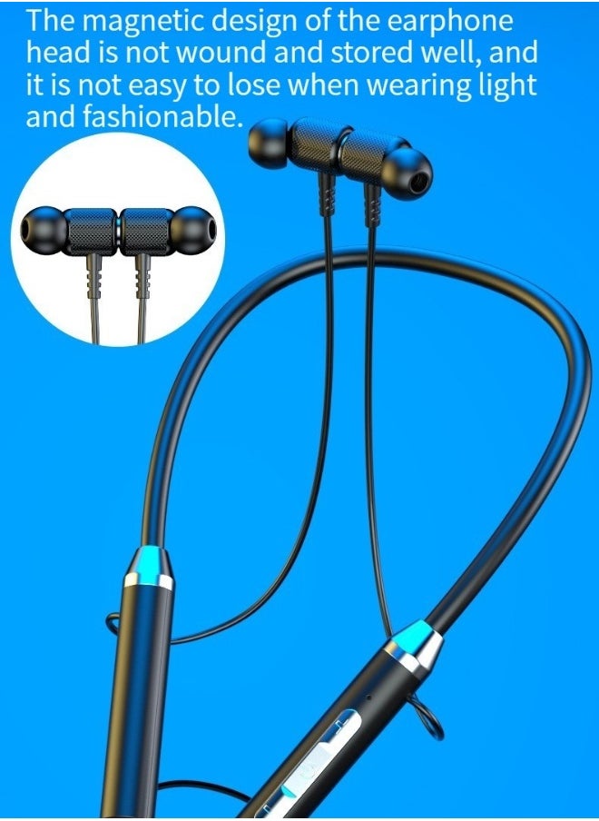 New neck mounted Bluetooth wireless headset neck mounted two-ear sports headset blue