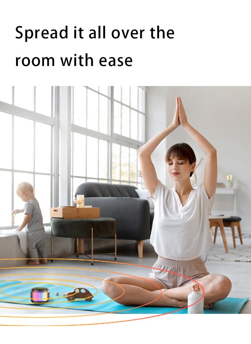 Portable Wireless Speaker, Powerful HD Stereo Speaker with TWS, Retro LED Light Show, 4H Playtime, USB Media Port, TF Card Slot and 3.5mm Port for Bluetooth Enabled Devices, Glitz Black