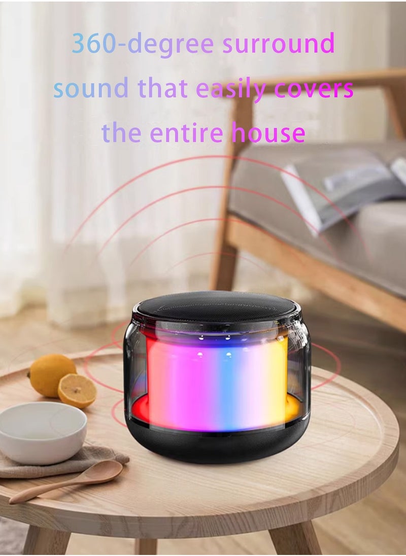 Portable Wireless Speaker, Powerful HD Stereo Speaker with TWS, Retro LED Light Show, 4H Playtime, USB Media Port, TF Card Slot and 3.5mm Port for Bluetooth Enabled Devices, Glitz Black
