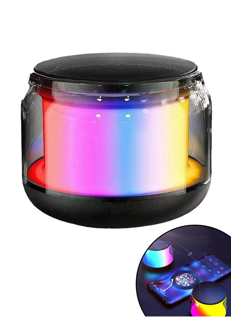 Portable Wireless Speaker, Powerful HD Stereo Speaker with TWS, Retro LED Light Show, 4H Playtime, USB Media Port, TF Card Slot and 3.5mm Port for Bluetooth Enabled Devices, Glitz Black