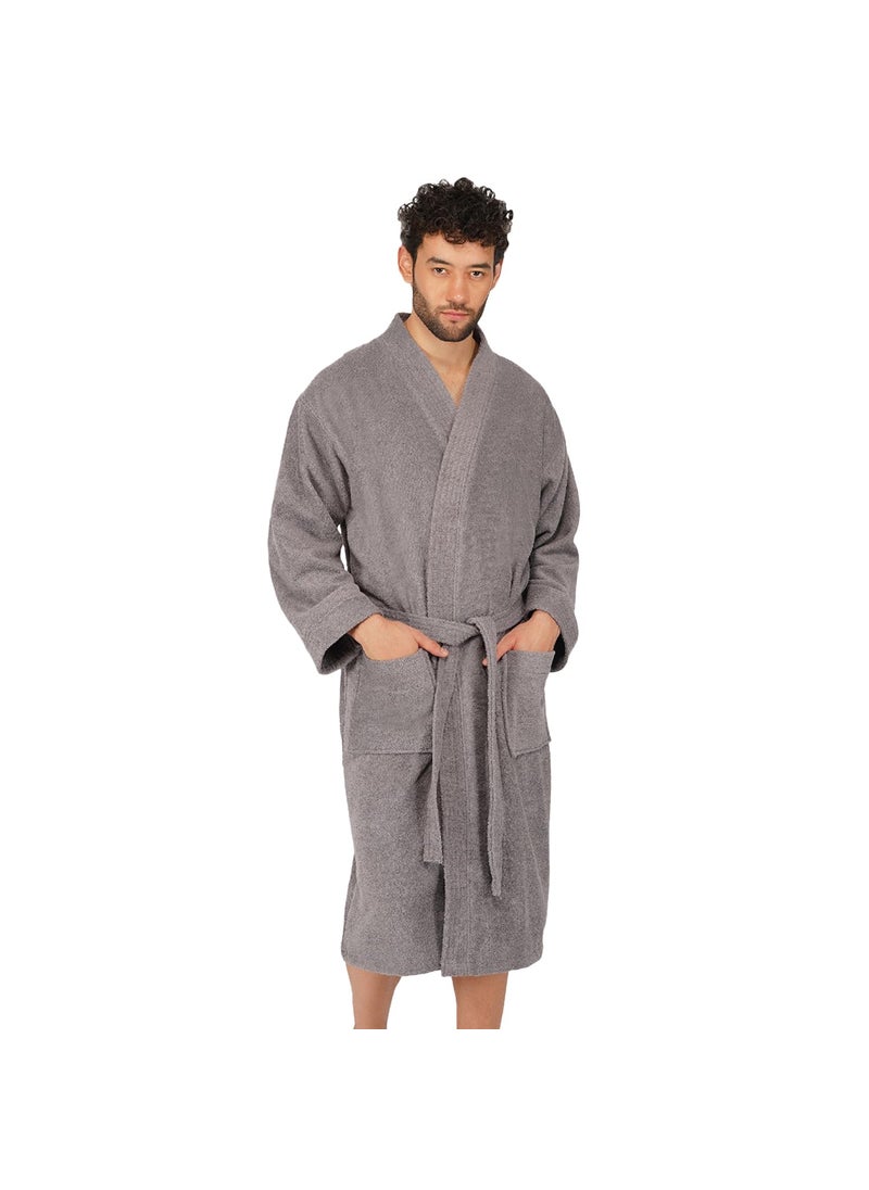 Rangoli Noble 100 Cotton Bathrobes For Men400 GsmUltraSoftLightweightHighly Absorbent Luxurious Bath GownBath Robe GreyXL