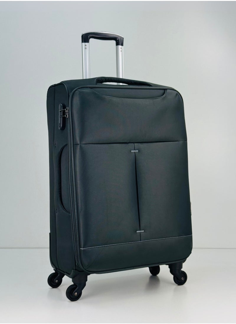 3-Piece Softside Expandable Luggage Set – Lightweight Nylon-Cotton Travel Suitcase with Combination Lock, 360° Rotating Spinner Wheels, Durable Water proof Fabric, Adjustable Telescopic Handle, Large, Medium & Carry-On Trolley Suitcase Bags (20''/24''/28'') – DARK GREY