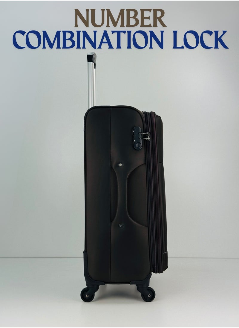 3-Piece Softside Expandable Luggage Set – Lightweight Nylon-Cotton Travel Suitcase with Combination Lock, 360° Rotating Spinner Wheels, Durable Water proof Fabric, Adjustable Telescopic Handle, Large, Medium & Carry-On Trolley Suitcase Bags (20''/24''/28'') – DARK BROWN
