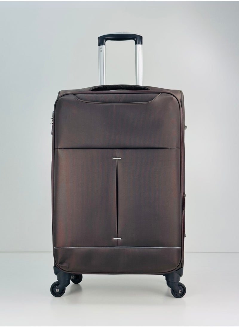 3-Piece Softside Expandable Luggage Set – Lightweight Nylon-Cotton Travel Suitcase with Combination Lock, 360° Rotating Spinner Wheels, Durable Water proof Fabric, Adjustable Telescopic Handle, Large, Medium & Carry-On Trolley Suitcase Bags (20''/24''/28'') – DARK BROWN