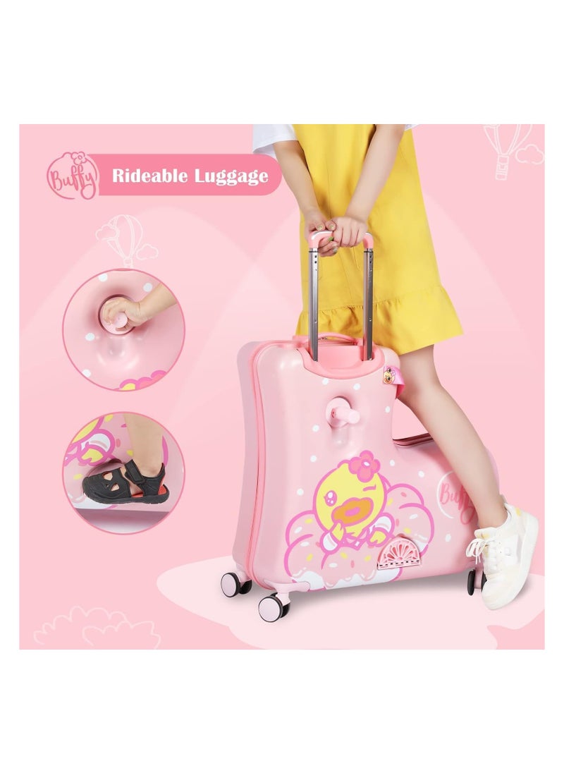 Ride-On Kids Luggage Duck Pink
