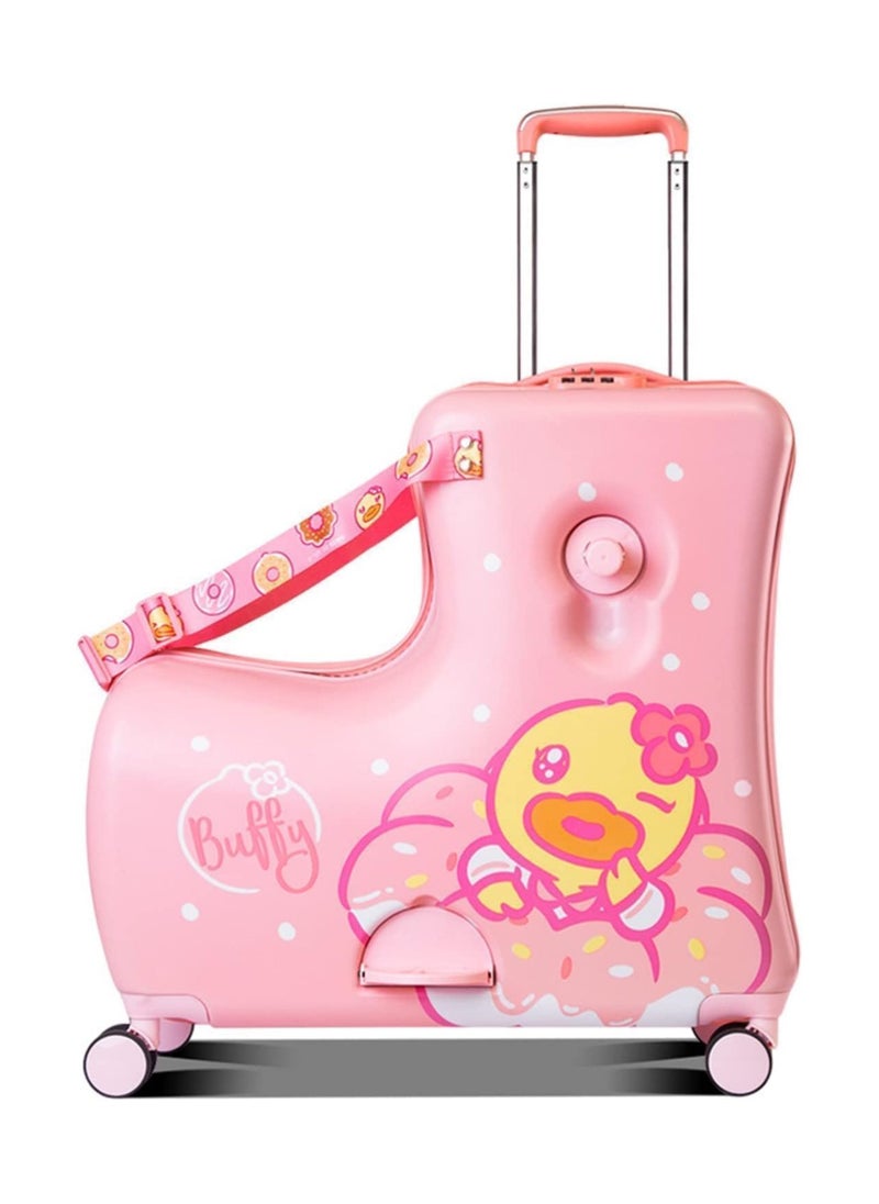 Ride-On Kids Luggage Duck Pink