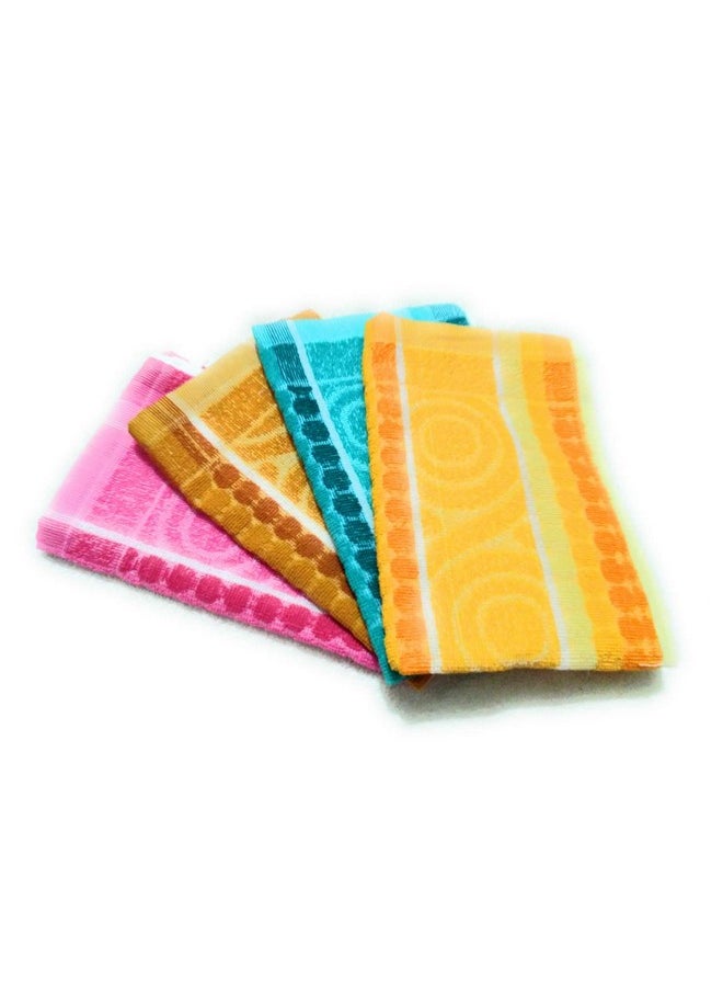 Cotton Colors 300 GSM 4 Piece Cotton Hand Towel Set - Multicolor_D9