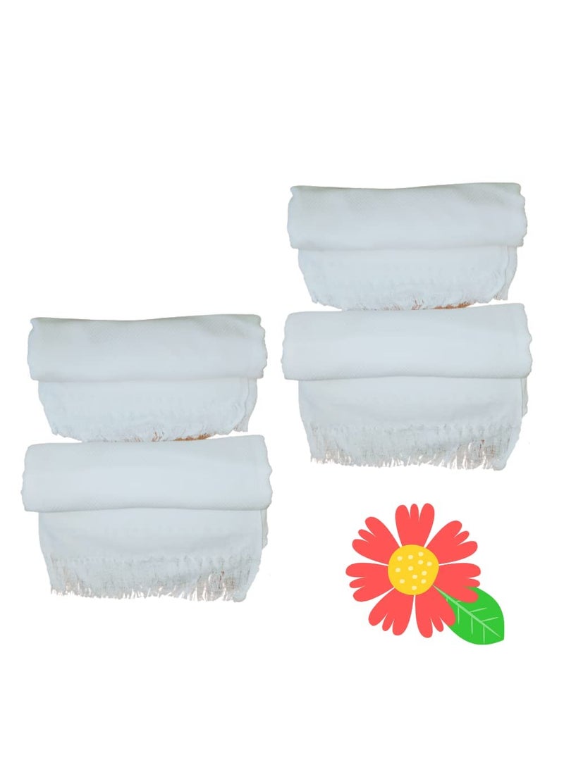Fassify 100 Pure Cotton handloom Premium WHITE Bath Towel for Men Women and Kids 400gsm Suitable for bath travel Hotel spa gym yoga saloon sports Pack of 4 pcs White Color 30x60inch