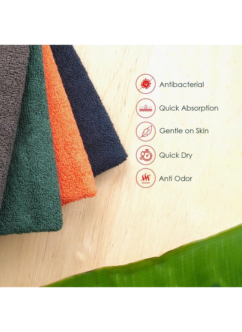 Doctor Towels Worlds First Banana X Cotton Face Towel Australian Formulated Antimicrobial Treated High Absorbent Skin Friendly 40 x 40 cm Pack of 4 Red Orange