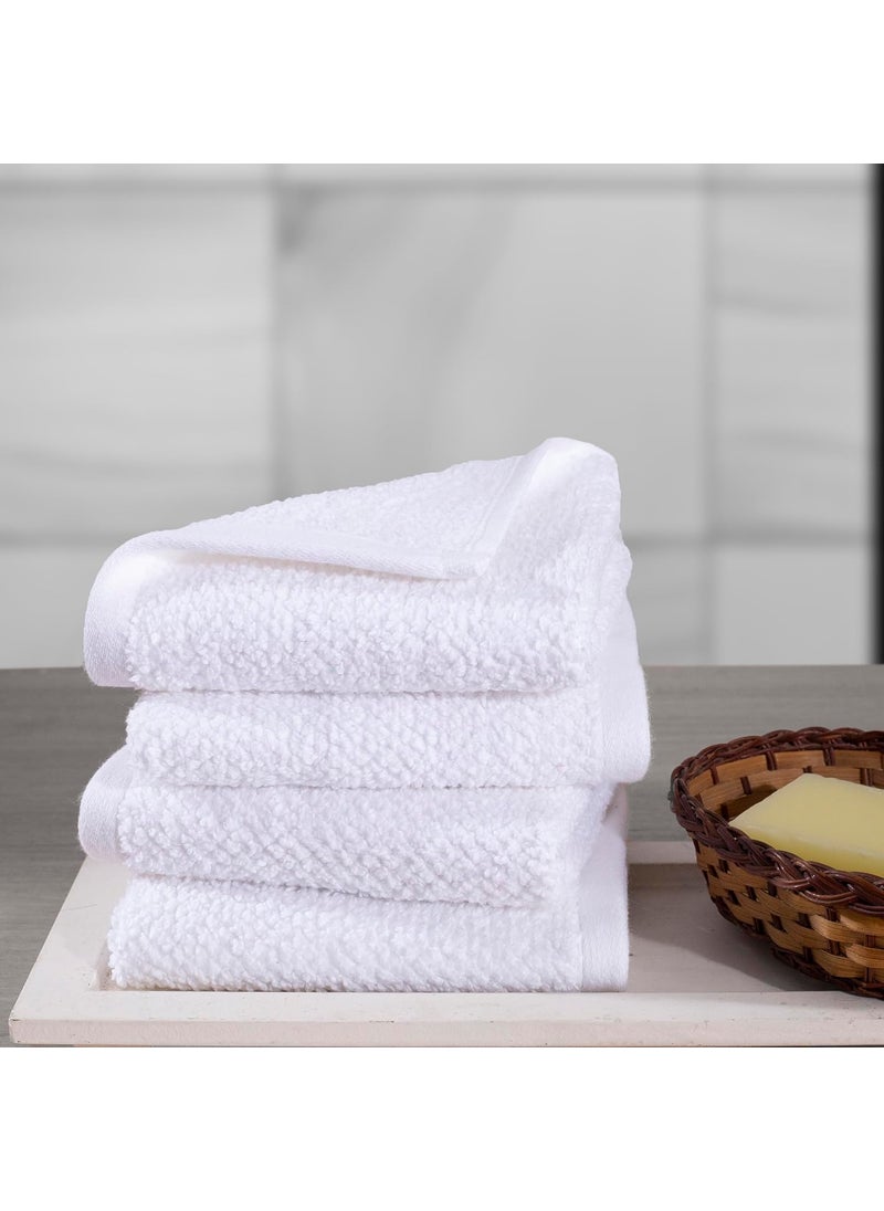 maspar 100 Cotton Windsor Face Towel Set of 4 30 x 30 cm White