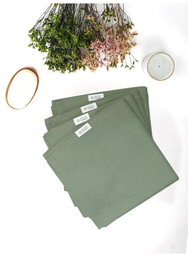 Doctor Towels Bamboo Terry Face Towels Pack of 10 Sage Green