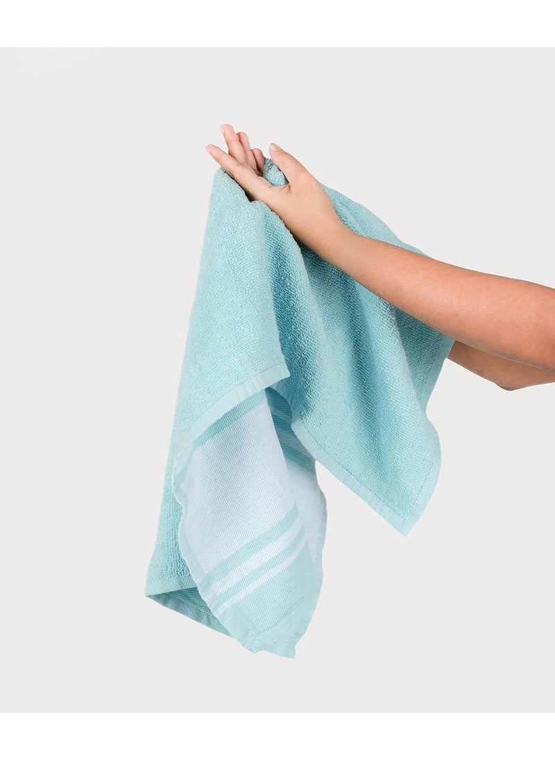 Doctor Towels Organic Cotton Hand Face Towel One Side Terry for Hands Soft Cotton Side for Face Quick Dry Lightweight 420 GSM 50 x 70 cm Pack of 2 Pale Blue