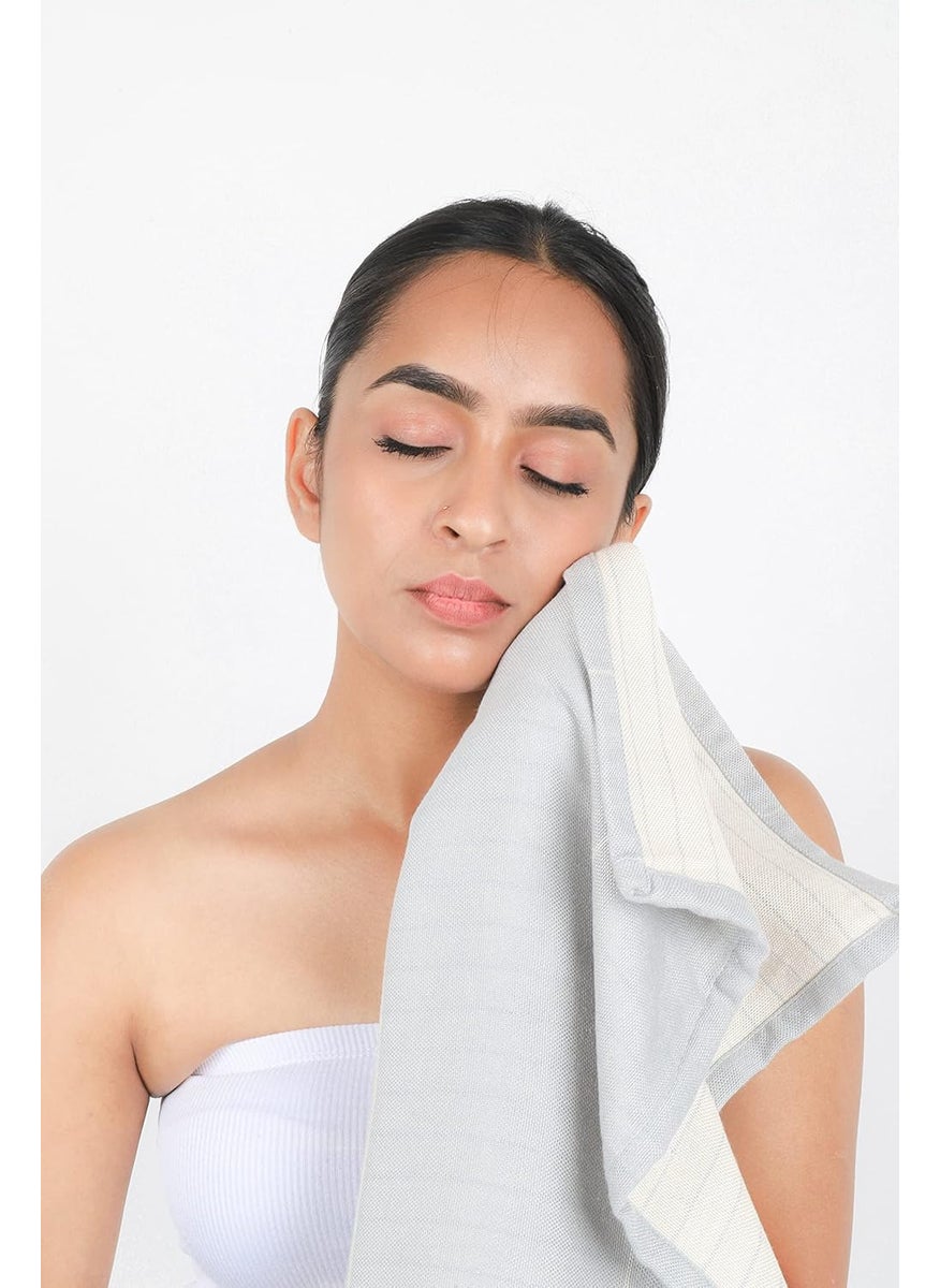 Doctor Towels Worlds First Aloevera DoubleCloth Face Towel Australian Formulated Antimicrobial Treated High Absorbent Skin Friendly 45 x 45 cm Pack of 4 Frosted Grey