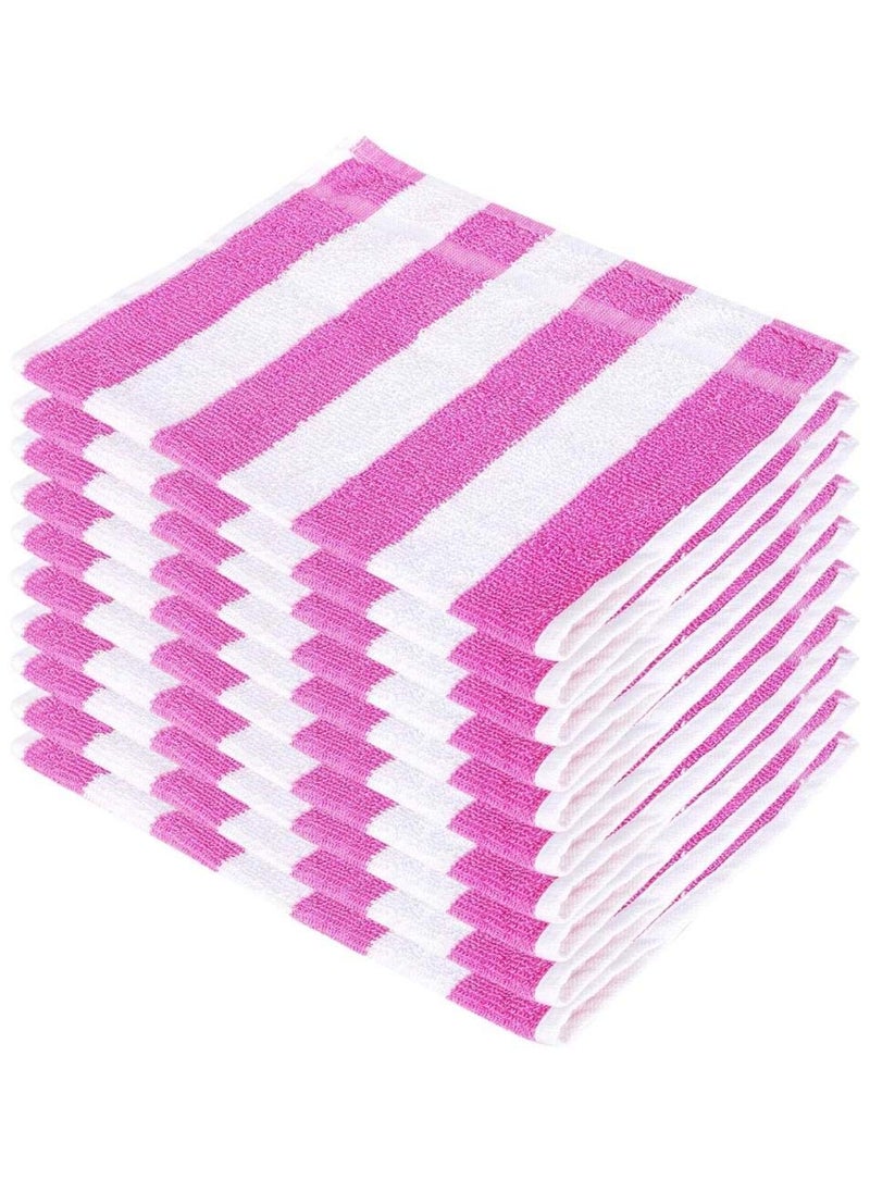 Cool Dealzz Stripe Cotton Hand Towel Set 12 Pieces Pink