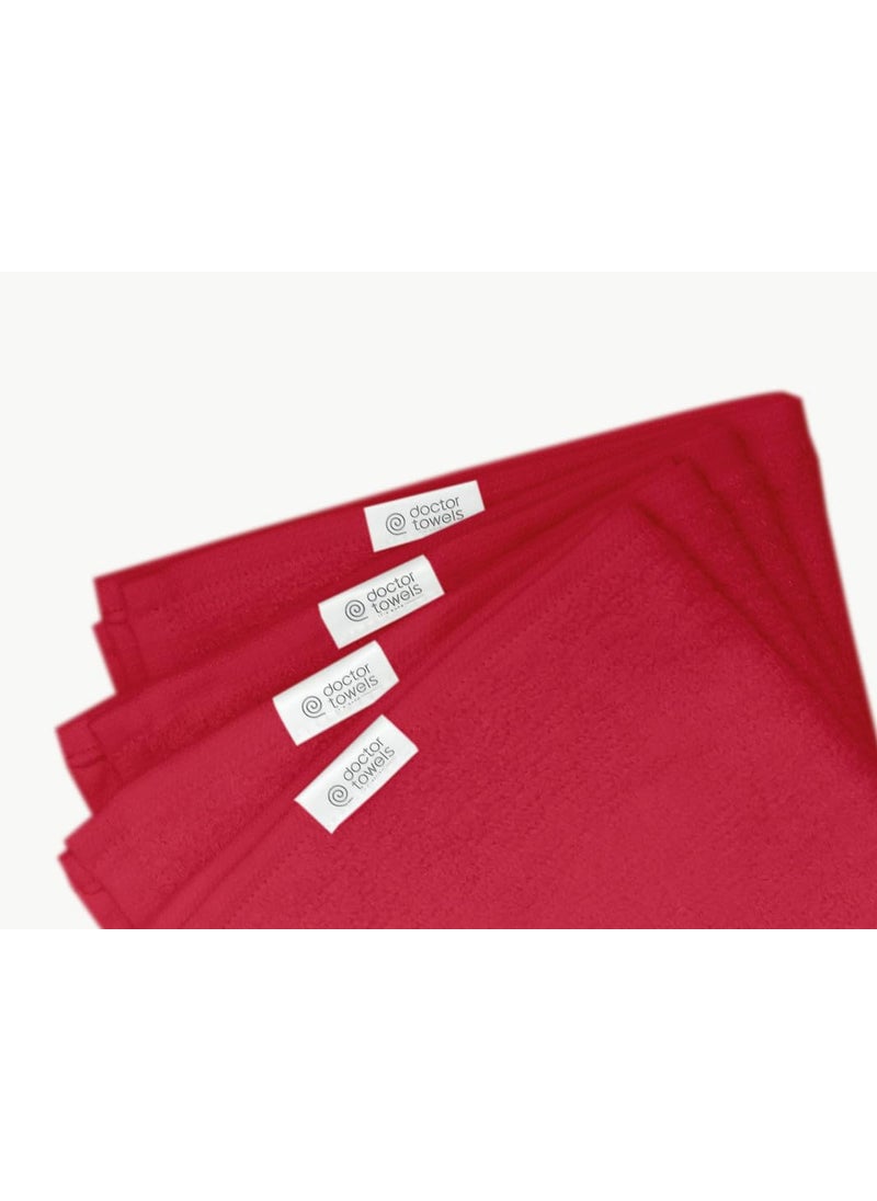 Doctor Towels Bamboo Terry Face Towels Pack of 10 Scarlet Red
