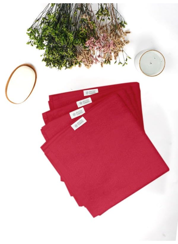 Doctor Towels Bamboo Terry Face Towels Pack of 10 Scarlet Red