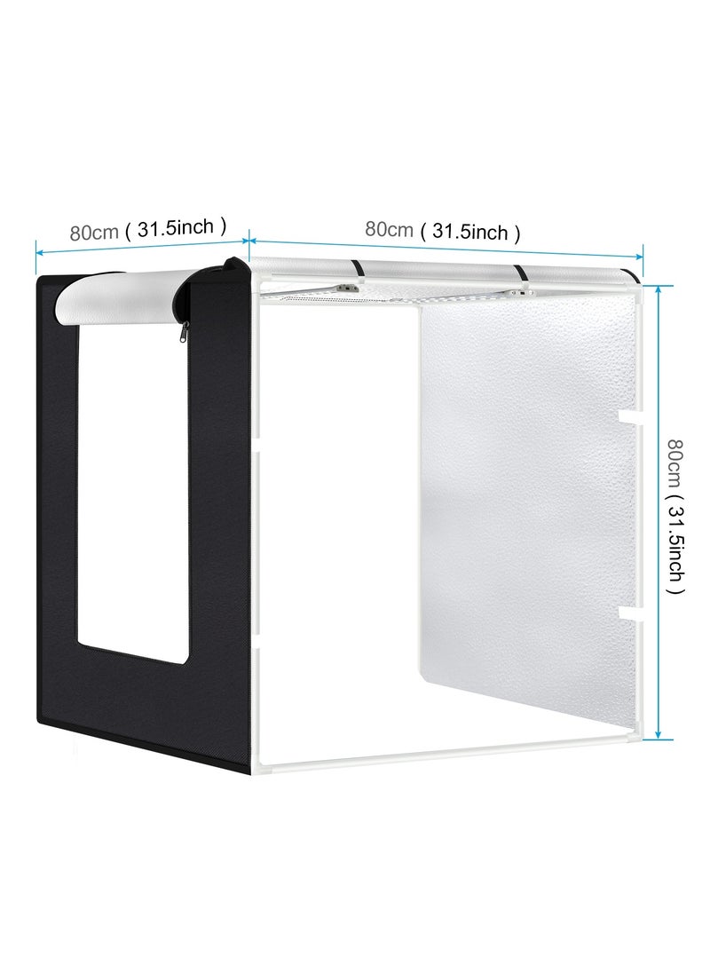 31.5Inch/80cm Folding Portable 80W 8500LM White Light Photo Lighting Studio Shooting Tent Box Kit with 3 Colors Backdrops (Black, White, Orange)