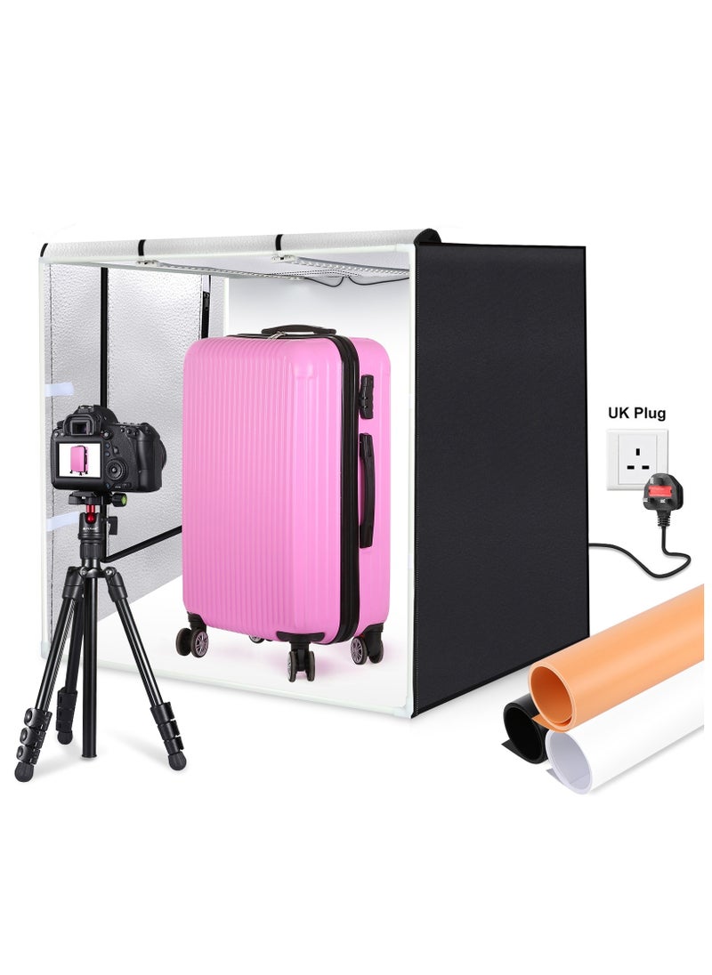 31.5Inch/80cm Folding Portable 80W 8500LM White Light Photo Lighting Studio Shooting Tent Box Kit with 3 Colors Backdrops (Black, White, Orange)