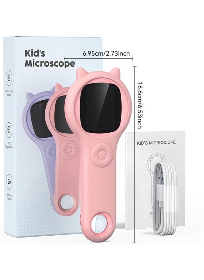 Microscope for Kids, Digital Handheld Microscopy, Portable Handheld Magnifying Glass, 2 IPS Screen, Mini Digital Microscope for Kids Educational Science Toy, Kids Handheld Outdoor Microscope