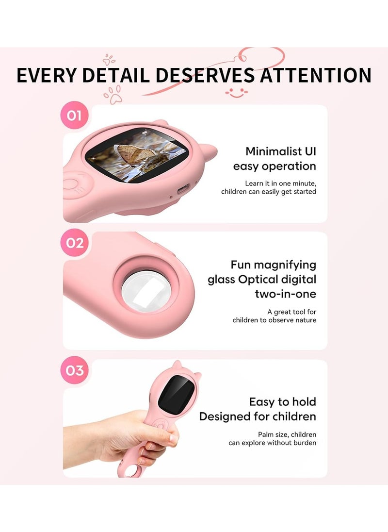 Microscope for Kids, Digital Handheld Microscopy, Portable Handheld Magnifying Glass, 2 IPS Screen, Mini Digital Microscope for Kids Educational Science Toy, Kids Handheld Outdoor Microscope