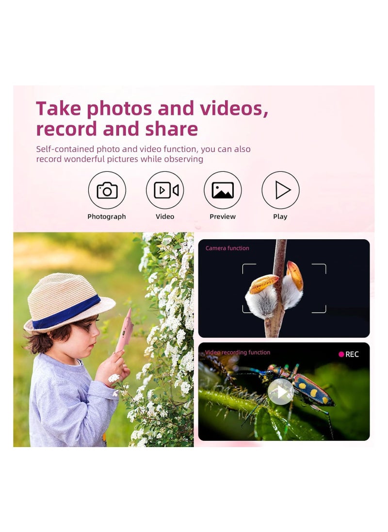 Microscope for Kids, Digital Handheld Microscopy, Portable Handheld Magnifying Glass, 2 IPS Screen, Mini Digital Microscope for Kids Educational Science Toy, Kids Handheld Outdoor Microscope