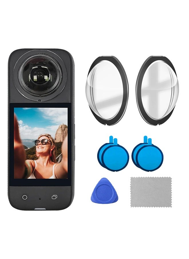 2 Pcs Lens Cover for Insta360 X3 Camera Lens Protector Kit, Panoramic Lens Protective Adhesive Waterproof Scratch Protection, Protective Film Cover Camera Protection Accessories