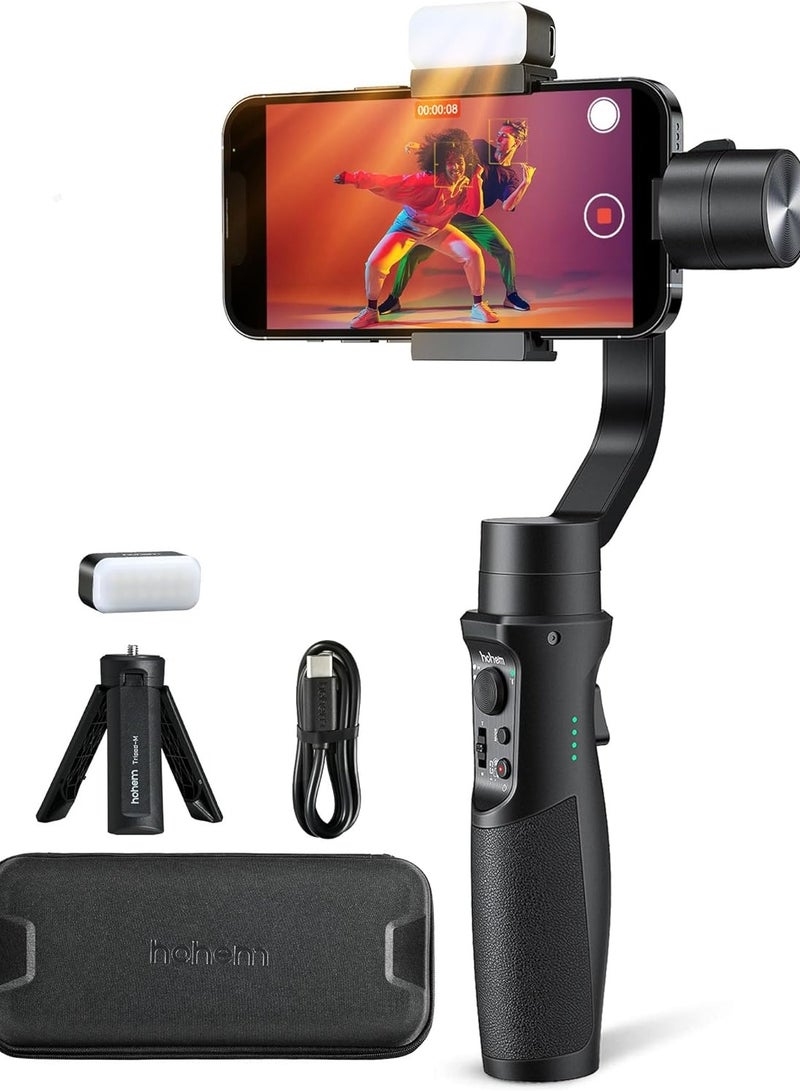 iSteady Mobile+ Kit Gimbal Stabilizer for Smartphone, 3-Axis Phone Gimbal with Fill Light, Ultra-Wide-Angle Mode, 600° Inception, YouTube Vlog Stabilizer for Android and iPhone 15,14,13 PRO Max Black