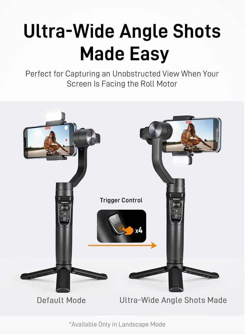 iSteady Mobile+ Kit Gimbal Stabilizer for Smartphone, 3-Axis Phone Gimbal with Fill Light, Ultra-Wide-Angle Mode, 600° Inception, YouTube Vlog Stabilizer for Android and iPhone 15,14,13 PRO Max Black