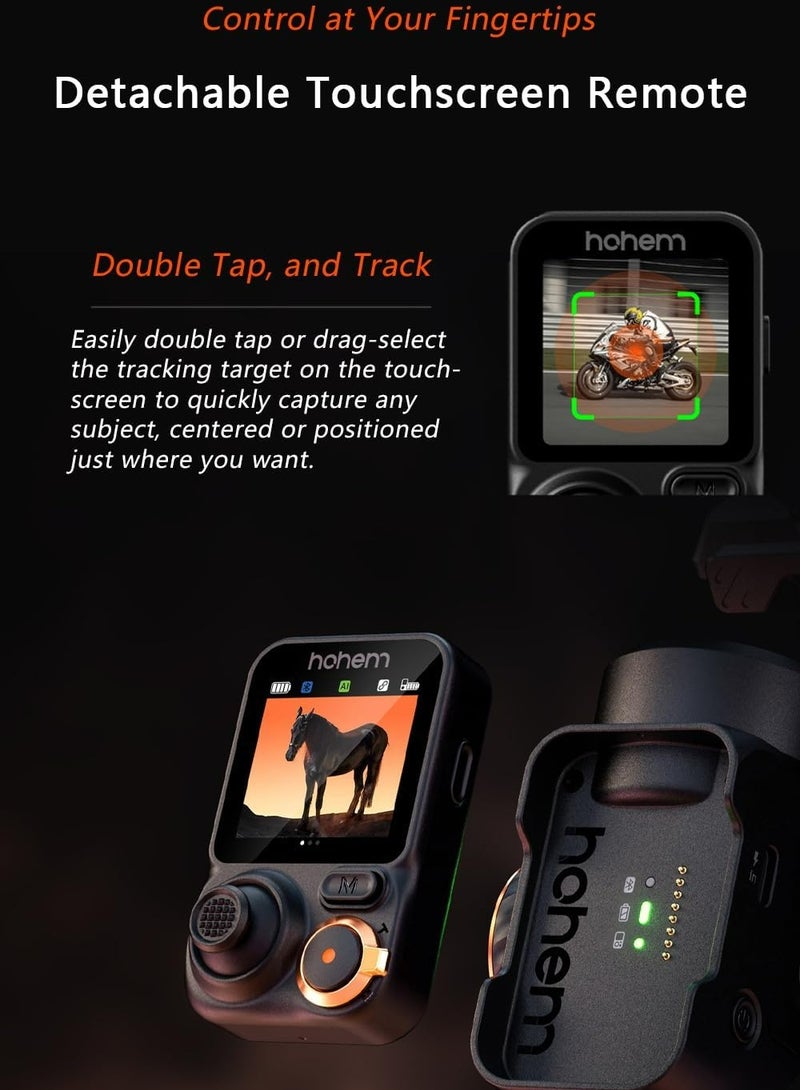 Hohem iSteady M7 Gimbal Stabilizer for Smartphone, Magnetic AI Tracker Fill Light, Detachable Touchscreen Remote Controller, Built-in Extension Rod, 500g Payload