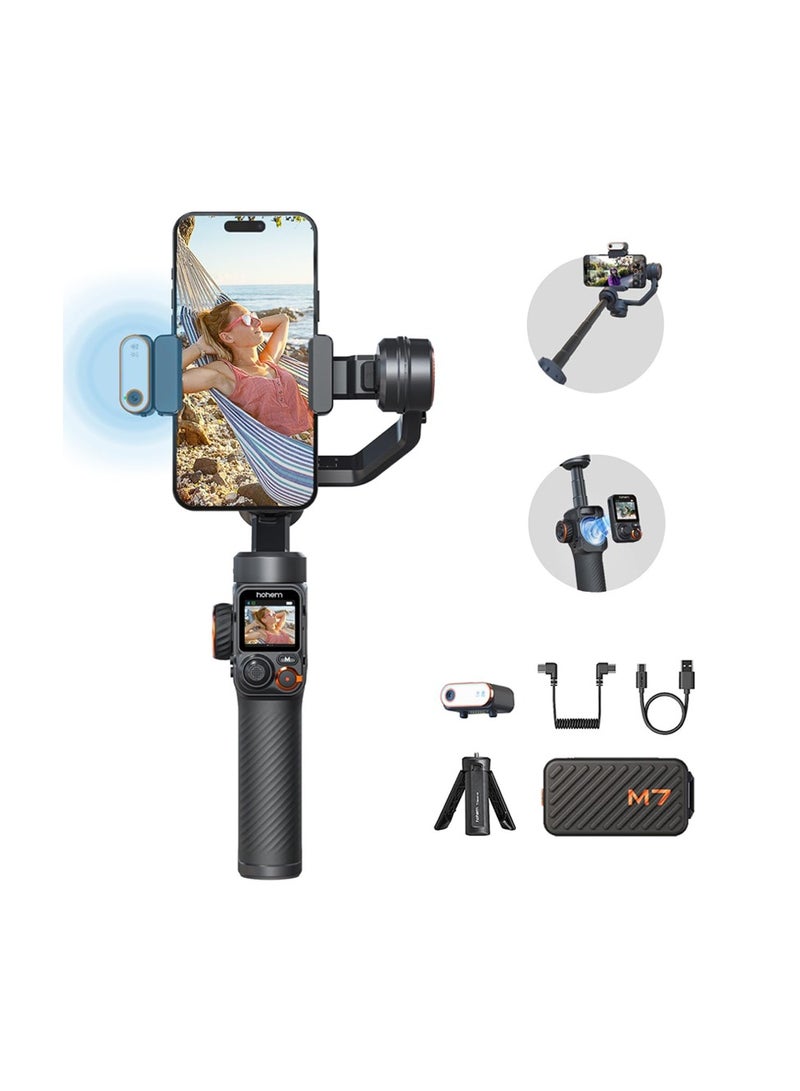 Hohem iSteady M7 Gimbal Stabilizer for Smartphone, Magnetic AI Tracker Fill Light, Detachable Touchscreen Remote Controller, Built-in Extension Rod, 500g Payload