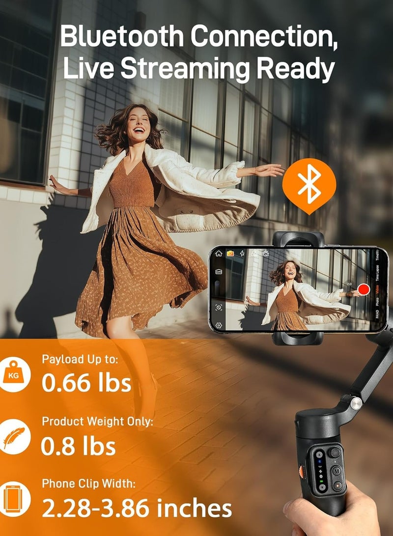 Hohem iSteady X3 SE 3-axis Foldable Smartphone Gimbal Stabilizer with AI Tracking and Detachable Remote Control (Black)