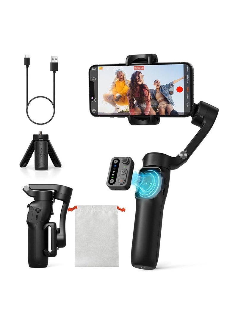 Hohem iSteady X3 SE 3-axis Foldable Smartphone Gimbal Stabilizer with AI Tracking and Detachable Remote Control (Black)