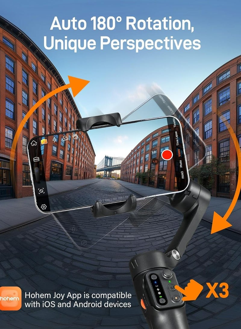 Hohem iSteady X3 SE 3-axis Foldable Smartphone Gimbal Stabilizer with AI Tracking and Detachable Remote Control (Black)