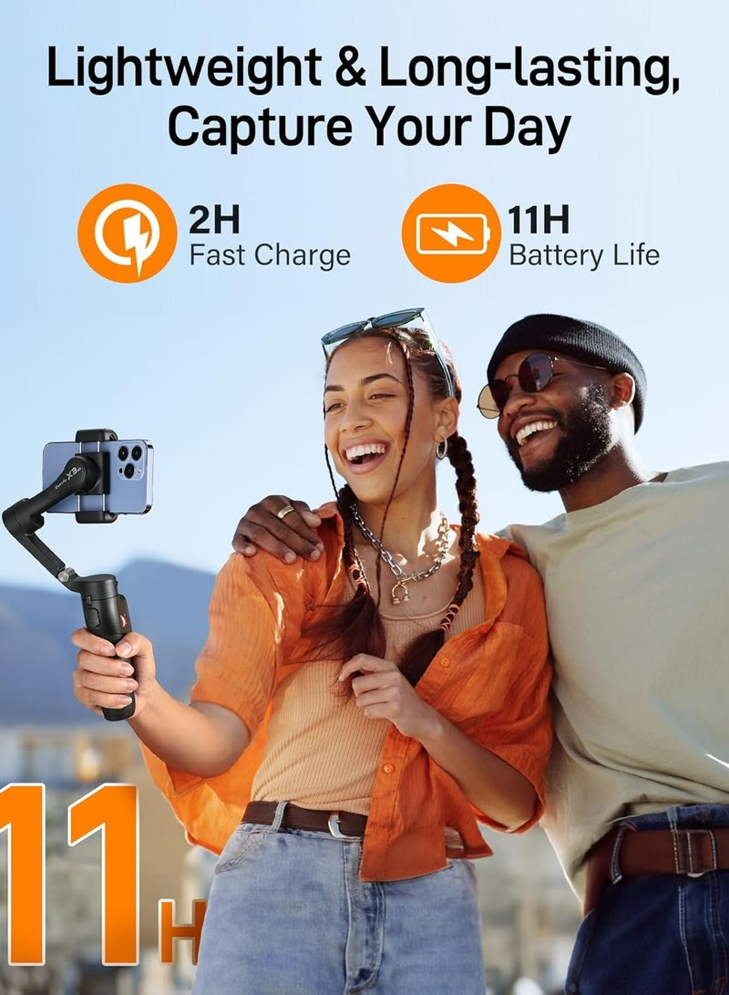 Hohem iSteady X3 SE 3-axis Foldable Smartphone Gimbal Stabilizer with AI Tracking and Detachable Remote Control (Black)