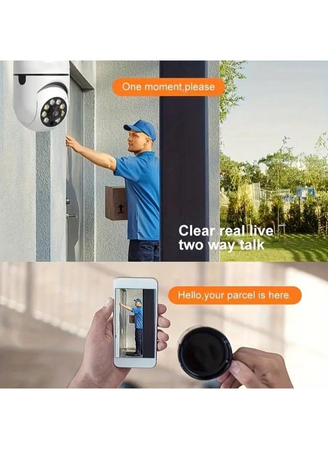 (Pack of 4) Wireless Light Bulb Camera Security Dome Camera 1080P WiFi Home Surveillance Cameras System with 360 Degree View Lens Night Vision Human Motion Detection and Alarm Light Socket Screw In