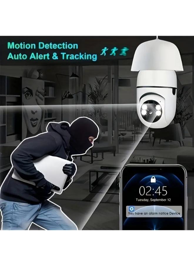 (Pack of 4) Wireless Light Bulb Camera Security Dome Camera 1080P WiFi Home Surveillance Cameras System with 360 Degree View Lens Night Vision Human Motion Detection and Alarm Light Socket Screw In