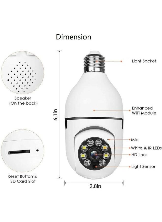 (Pack of 4) Wireless Light Bulb Camera Security Dome Camera 1080P WiFi Home Surveillance Cameras System with 360 Degree View Lens Night Vision Human Motion Detection and Alarm Light Socket Screw In