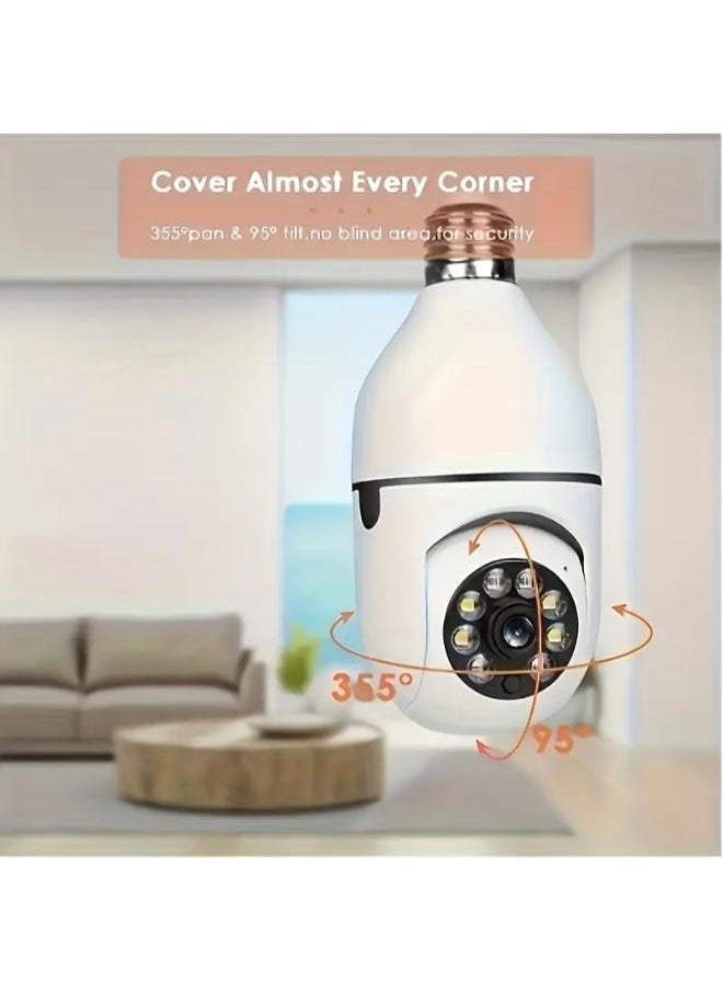 (Pack of 4) Wireless Light Bulb Camera Security Dome Camera 1080P WiFi Home Surveillance Cameras System with 360 Degree View Lens Night Vision Human Motion Detection and Alarm Light Socket Screw In