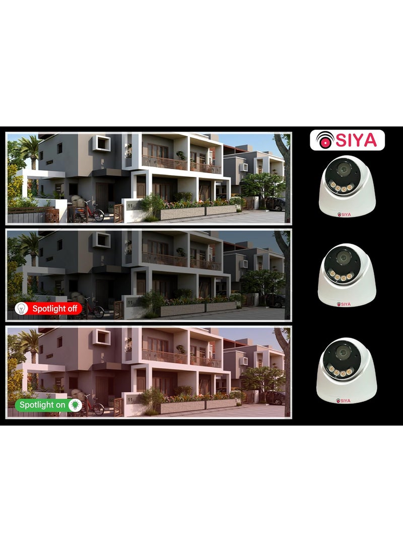 SIYA 5mp IP Indoor Camera Set of 4 5mp IP Outdoor Camera Set of 4 with Mic and Colour Night Vision 10 Channel NVR Eco Series