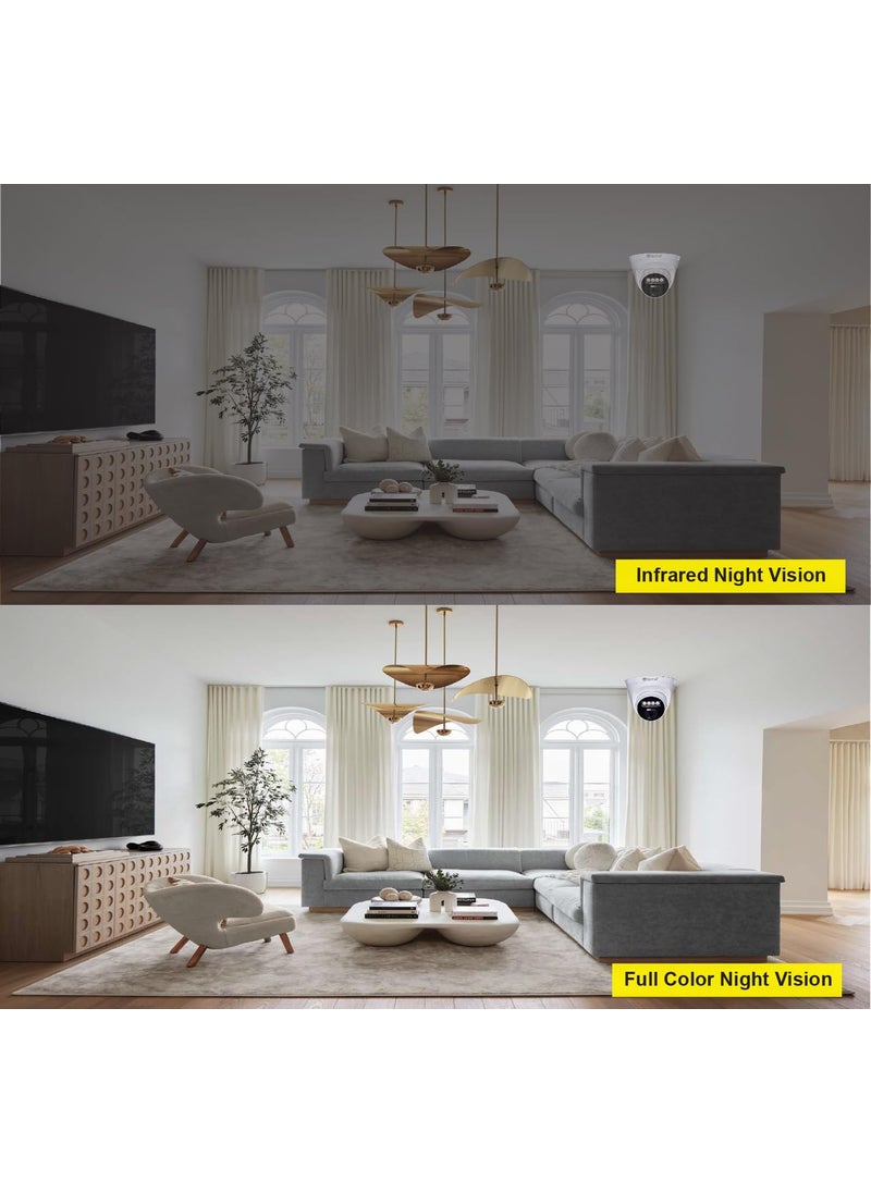 SIYA IP 5MP Color Night Vision DayNight 24 Hour Full Color Vision 1080P Full HD Indoor Dome CCTV Surveillance Camera Compatible with All 5MP and Above Supporting NVRs Set of 4