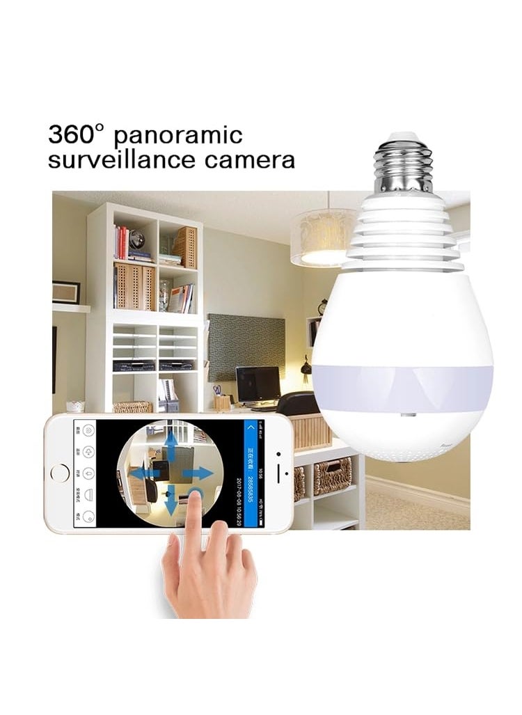 MatLogix Fisheye 360 Degree Smart WiFi Wireless Light Bulb Security Camera Spy Hidden Panoramic Security Bulb Camera Indoor