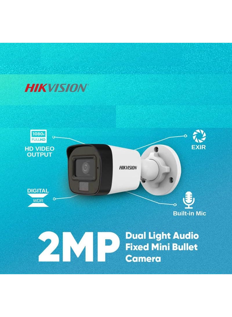 Clocite HIKVISION Full HD 4 Channel DVR 2 MP 1 Dome Cameras Color Night Vision Builtin Audio MIC Smart Dual Light Motion Detection 500 GB HDD 4 CH SMPS CCTV Cable BNC DC